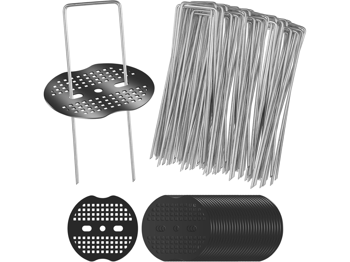 50 Estacas de Solo em Formato de U para Tecido de Controle de Ervas Daninhas, 150x40mm, Âncoras de Solo Galvanizadas Antiferrugem para Jardim, Camping e Gasolina