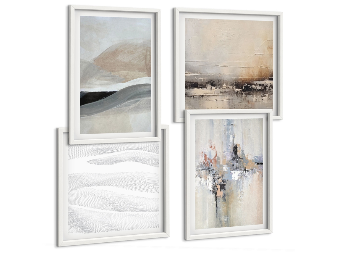 Quadros Decorativos Para Parede Motivos De Plantas Em Aquarela Moldura Branca Fotos Para O Escritório Espelharte (conjunto De 4 Imagens)