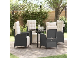 Vidaxl Conjunto de Jantar para Jardim com Almofada 5 Pcs Preto Vime Pe