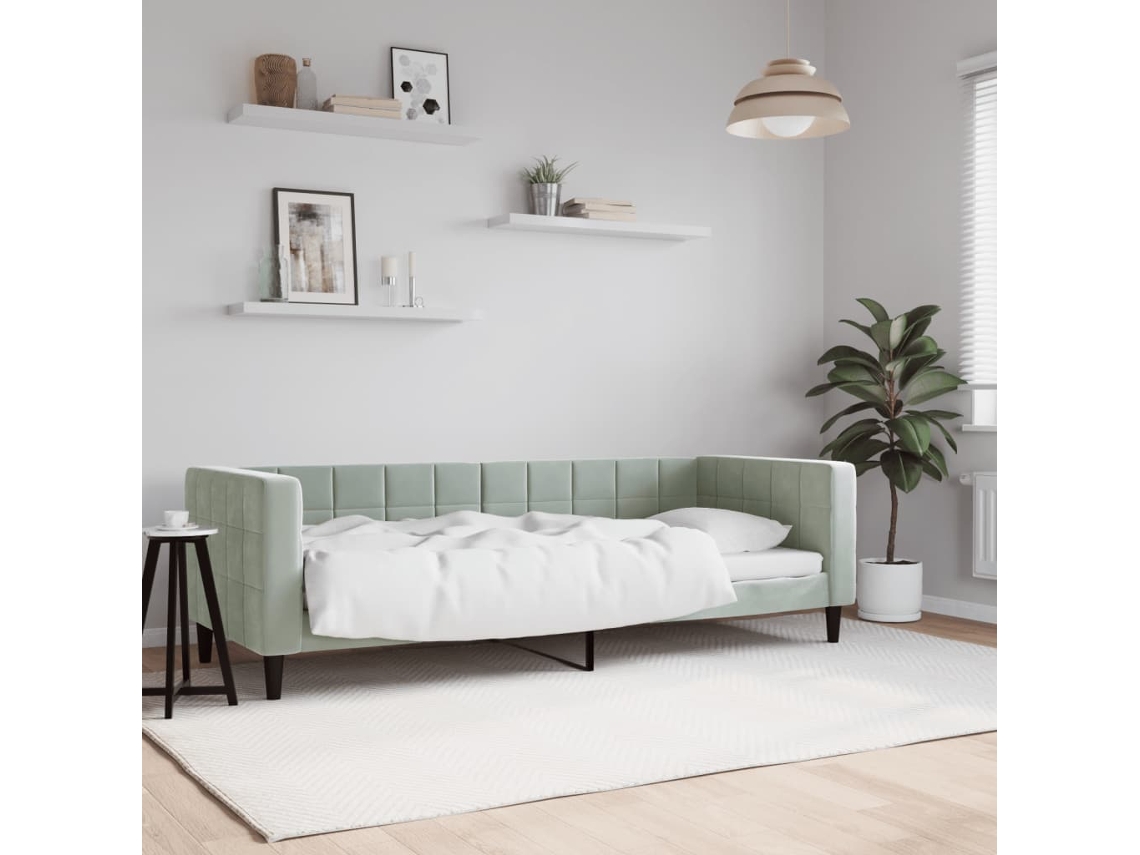 Sofá cama 80x200 cm terciopelo gris claro