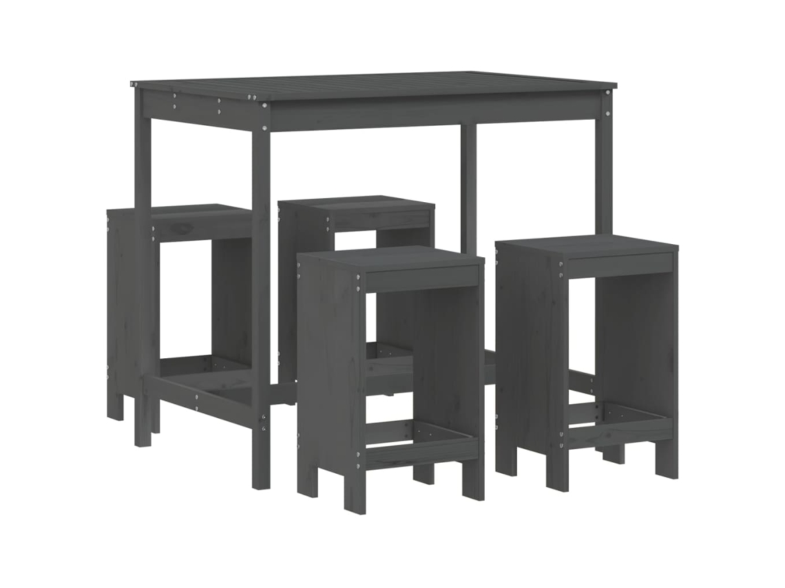 Conjunto de 5 Bar para Jardim Pinho Maciço Cinzento MAISON EXCLUSIVE