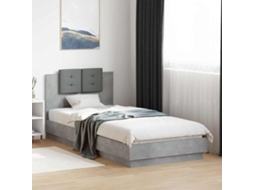 Vidaxl Estrutura De Cama Com Cabeceira Cinzento Cimento 80 X 200 Cm