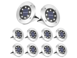 Kit com 8 luminárias solares de solo para jardim AQUAFORGE