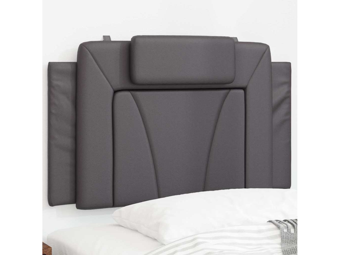 Vidaxl Almofadão De Cabeceira Viana 80 Cm Couro Artificial Cinzento