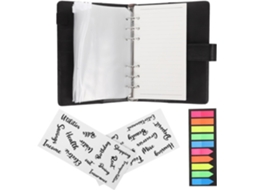 Pasta De Orçamento A6 Com Envelopes Impermeáveis Para Folhas Soltas, Caderno Portátil Em Couro Pu Preto Para Organização