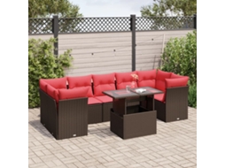 Vidaxl Conjunto De Sofá De Jardim Com 8 Peças E Almofadas Em Rattan Sintético Marrom