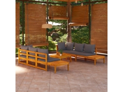 Vidaxl 5 Pcs Conj. Lounge De Jardim C/ Almofadões Cinza-escuro Acácia