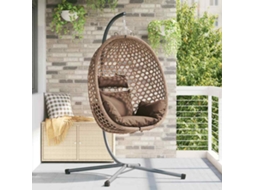 Vidaxl Cadeira Suspensa Tipo Ovo Vime Pe 104 X 100 X 191 Cm Café