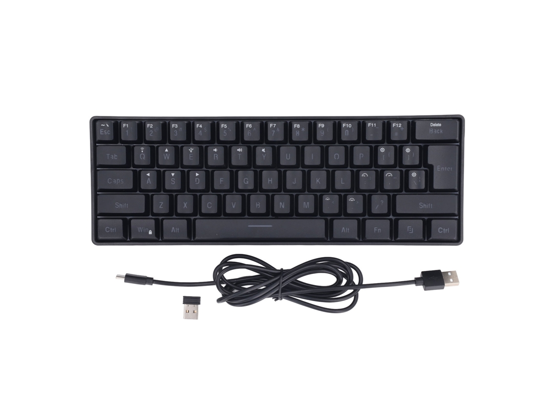 Baoj-2026teclado Silencioso 61 Teclas 3 Modos Inalámbrico Bluetooth 2.4g Cable Rgb Retroiluminado Para Laptop Teléfono Tableta Negro Gaming