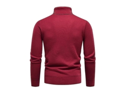 2026 jersey Homem Gola Alta Lisa Inverno Slim Fit Tecido Grosso Casaco Pull over Básico 3xl Vino Tinto