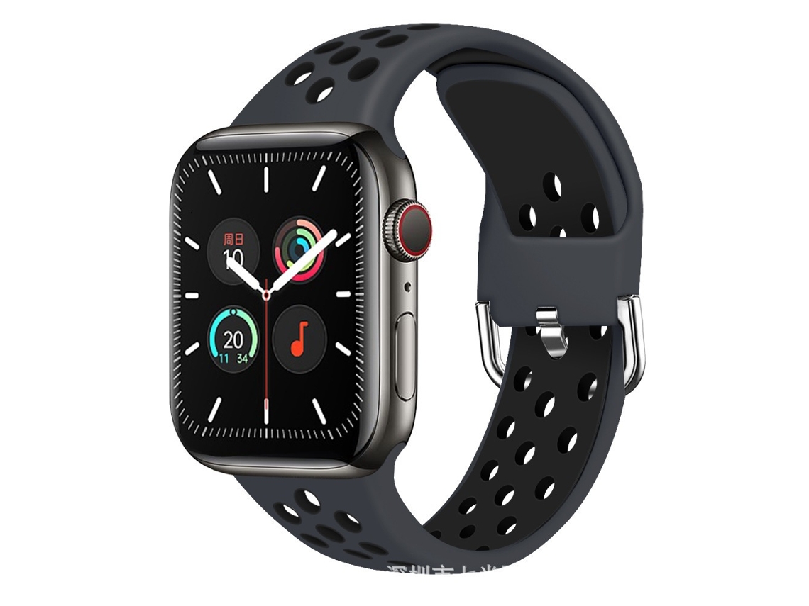 Pulseira de Silicone HALINUI para Apple Watch Series 10/11 com design esportivo respirável, preta