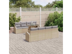 Vidaxl Conjunto De Sofá De Jardim 9 Unid. Bege Vime Pe