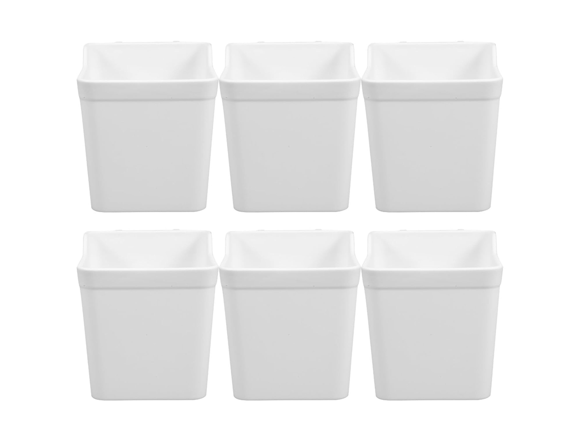 Organizador Genérico Painel Perfurado, 6 Peças, Ganchos, Recipientes Quadrados Brancos Em Abs Armazenamento De