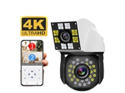 Câmara De Segurança Inteligente Wifi Ptz Para Casa, Resolução Hd 1080p, Lentes Duplas Com Visão Noturna, 2mp, Eu Plug Oem