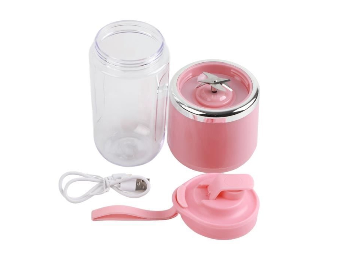 HURRISE Liquidificador Portátil Liquidificador Portátil 300 Ml 6 Lâminas 22000 Rpm 1200 Eletrodomésticos Extrator Rosa 6 Lâminas Tampa