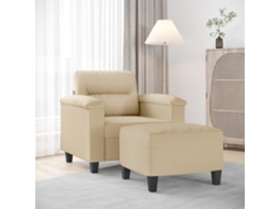 Vidaxl Poltrona Com Apoio De Pés 60 Cm Tecido De Microfibra Cor Creme