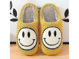 2026 pantuflas Suaves de Peluche com Rosto Sorridente para Casais Acolchoamento Quente Interior Inverno