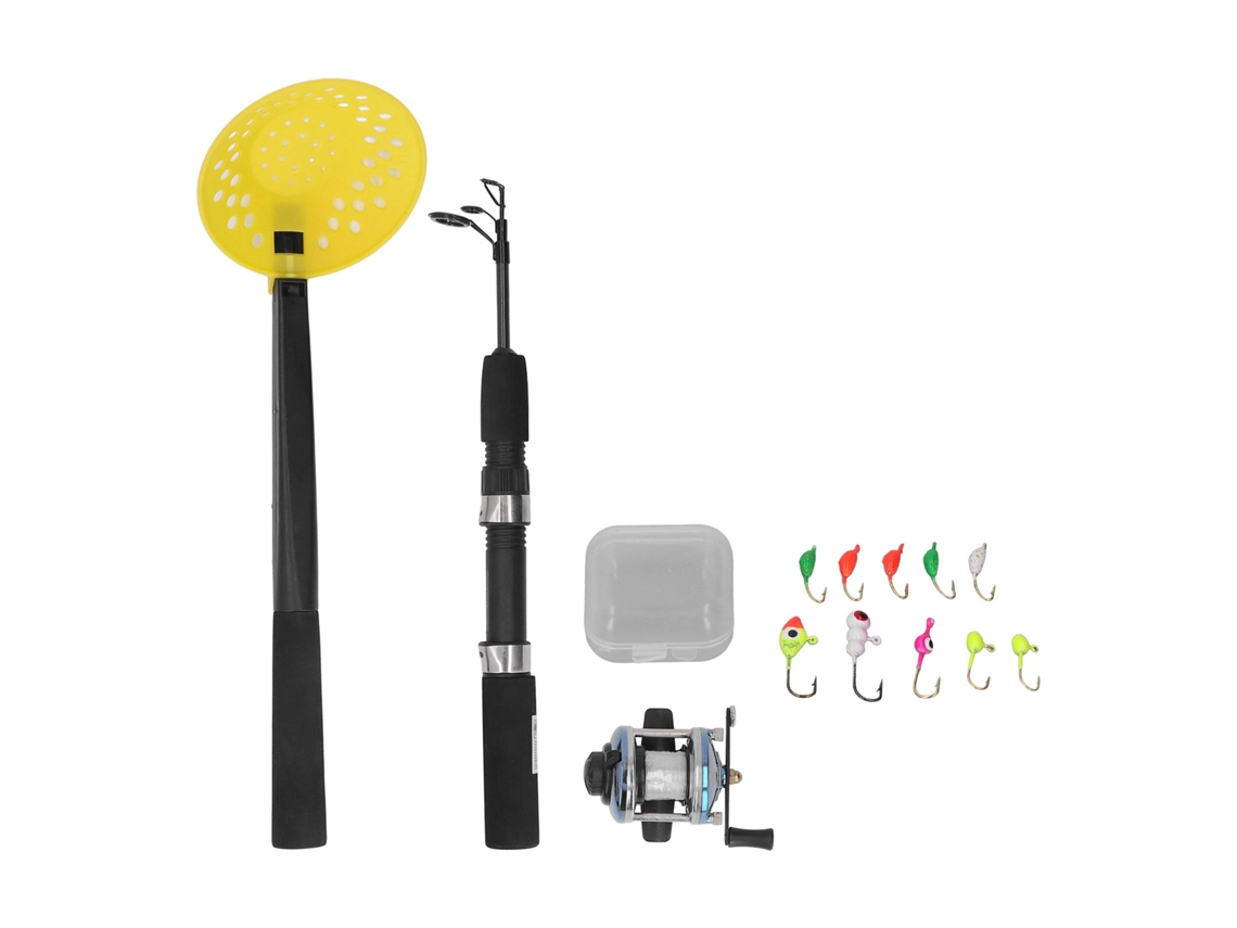 Combo Vara Régua Pesca Gelo Inverno Carbono 3 Secções