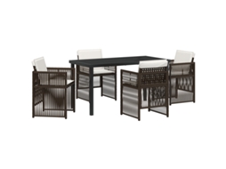 Conjunto 5 De Jantar De Jardim Com Almofadas Vidaxl Castanho Rattan Sintético