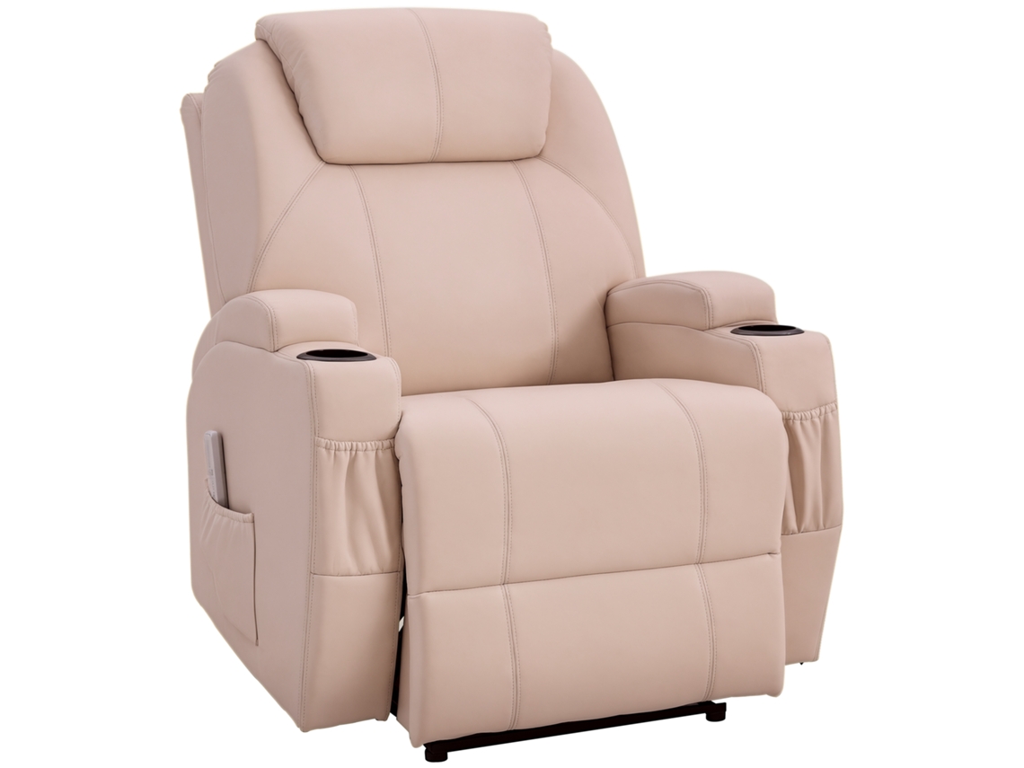 Cadeira de massagem de luxo encosto reclinável apoio elétrico para os pés revestimento em couro sintético | S/MARCA