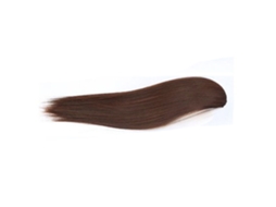 Aplique de cabelo liso 2026 na cor castanho claro, com 30 centímetros de comprimento, feito com fibra de alta temperatura.