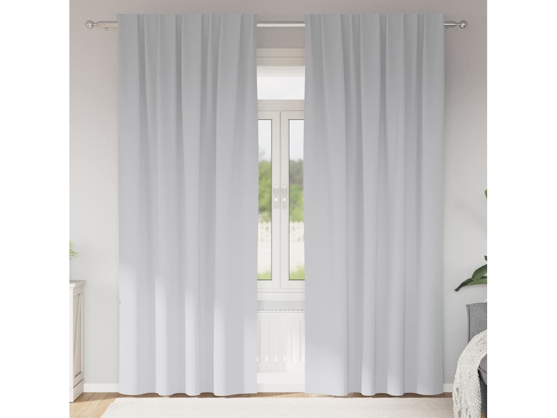 Vidaxl Cortinas Blackout Com Argolas 2 Unid. Cinza Claro 225 X 140 Cm