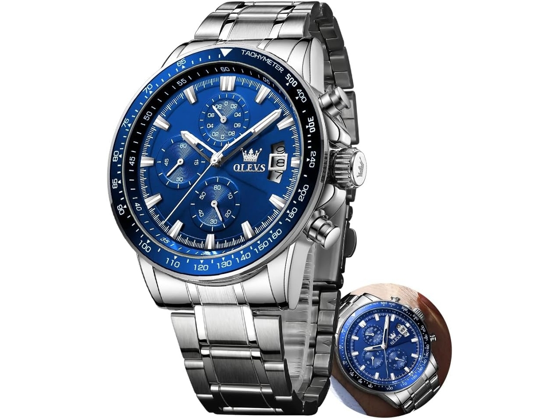 Lurelia Relógio Cronógrafo Masculino, Movimento De Quartzo, Data/calendário, Luminoso, Aço Inoxidável, Abs, Prata