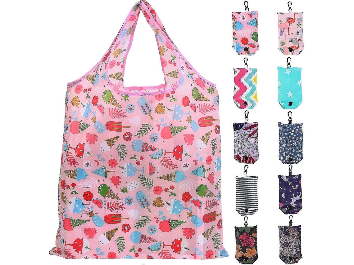 Sacolas de Compras Reutilizáveis, Pacote com 10 Unidades, Dobráveis ​​e em Formato de Bolsa, da Forstyle . GOKOCO (cor Aleatória)