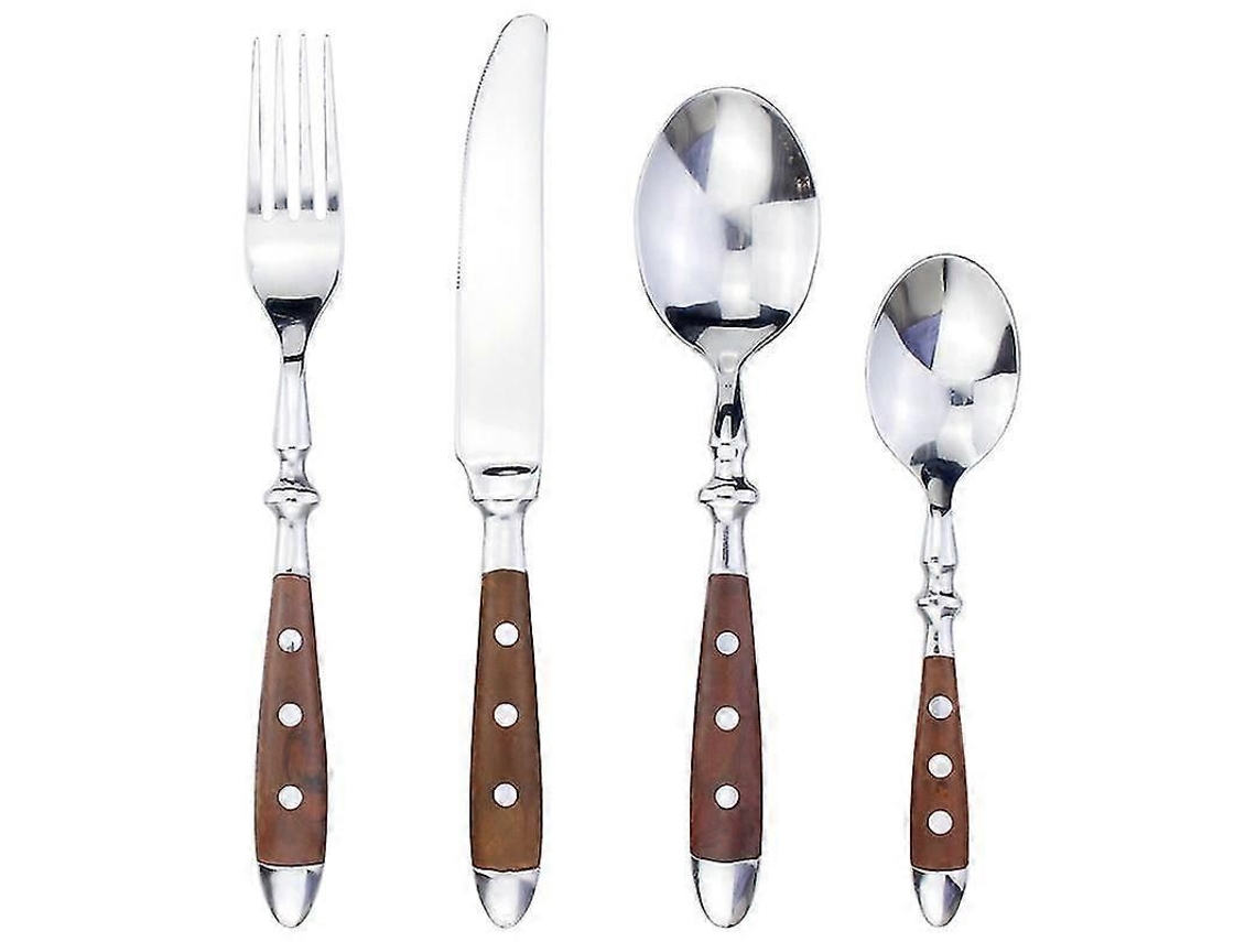 Conjunto Talheres Aço Inoxidável 4 em 1 Cabo Resina Bege