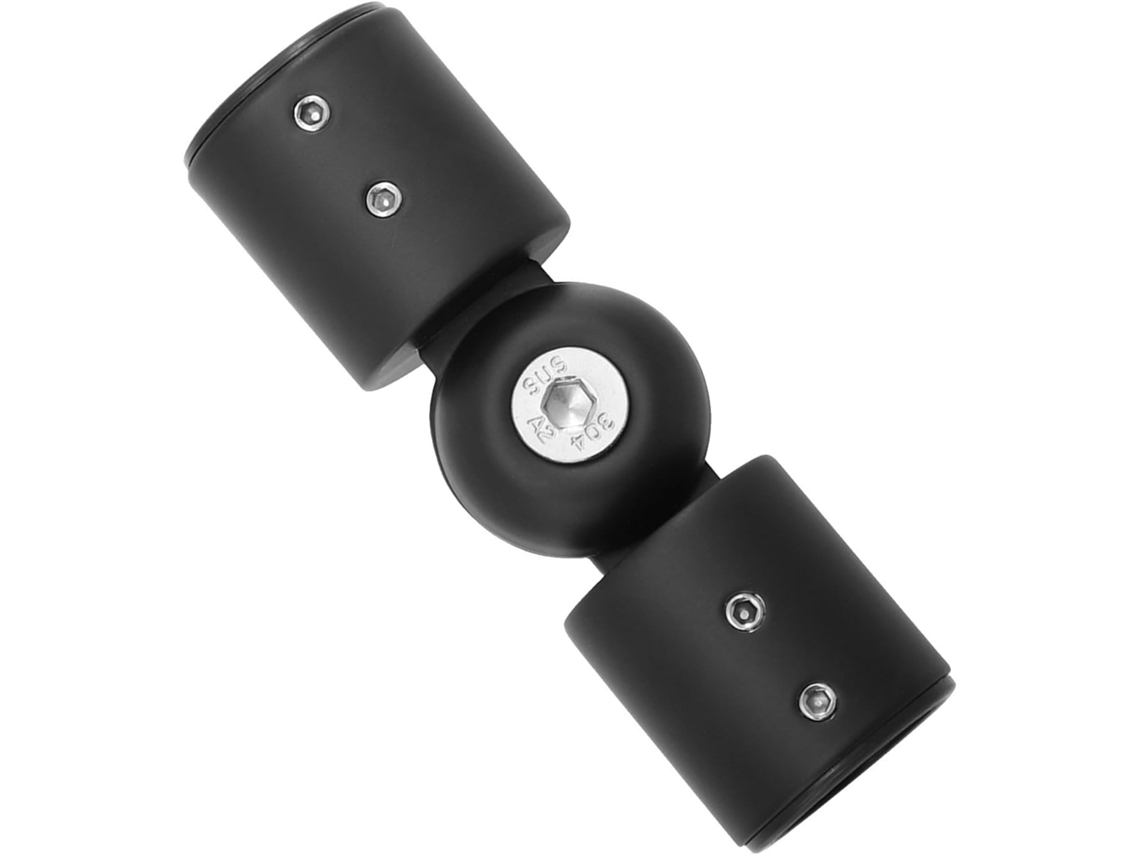 Conector De Canto Reforçado Em Aço Inoxidável Para Varão Cortina 25mm, Preto, Inclui Parafusos Para Uso Em Boxes De