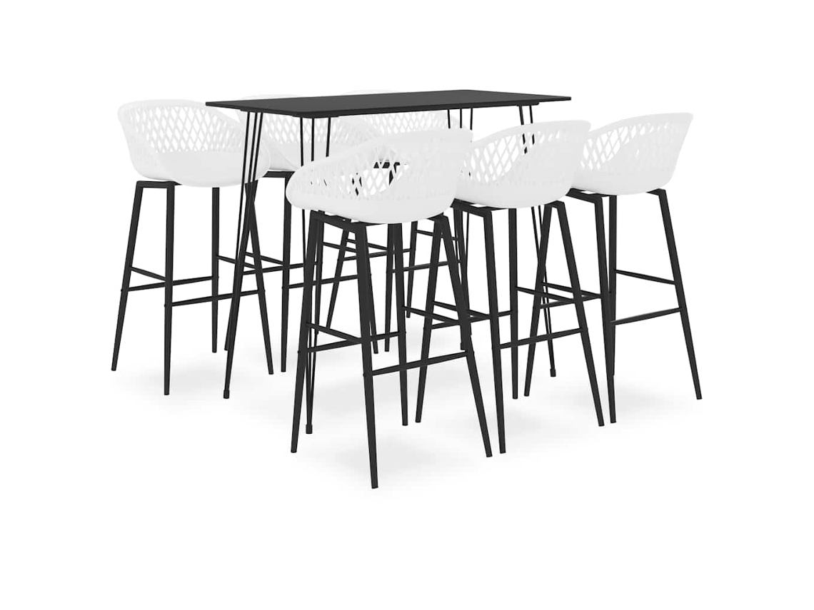 Vidaxl 7 Pcs Conjunto De Bar Preto E Branco