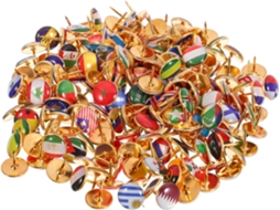 200 Tachinhas Com Bandeiras Nacionais, Tachinhas Metálicas Coloridas Com Revestimento Epóxi, Ideais Para Murais E
