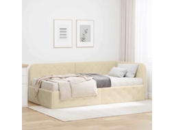 Vidaxl Estrutura De Cama De Canto Creme 90 X 200 Cm Tecido