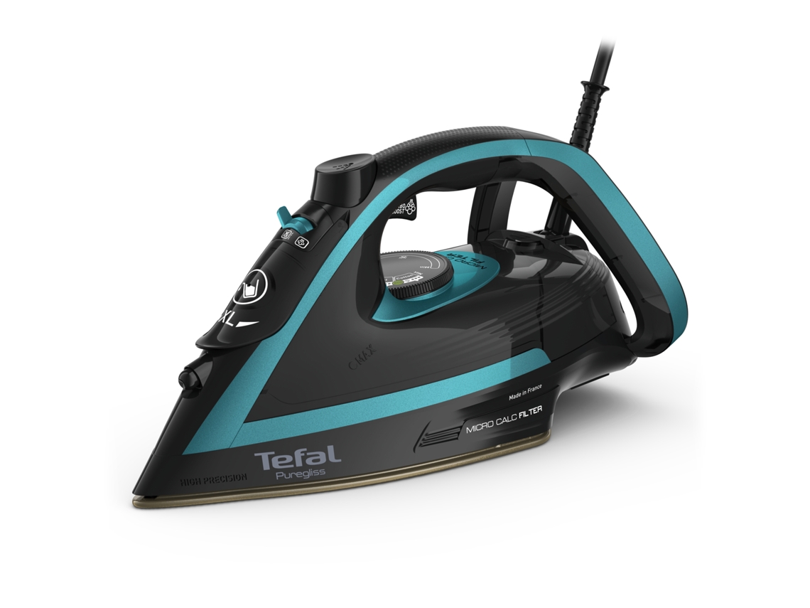 Puregliss Fv8066E0 Ferro de Engomar Ferro a Seco e a Vapor Durilium Airglide Autoclean Soleplate 3000 W Preto Azul TEFAL