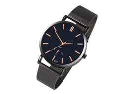 Relógio de quartzo para casal com pulseira de malha, estilo casual moderno (azul e preto)