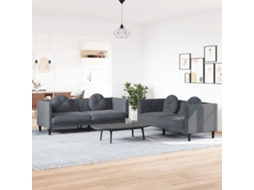 Vidaxl 2 Pcs Conjunto De Sofás Com Almofadas Veludo Cinzento-escuro