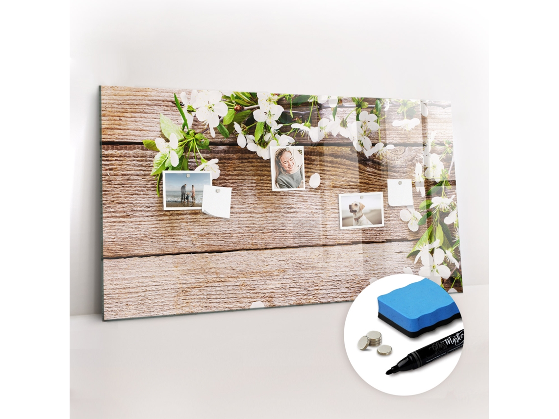 Quadro Magnético Flores Na Madeira Para O Escritório Espelharte (120x60 Cm)