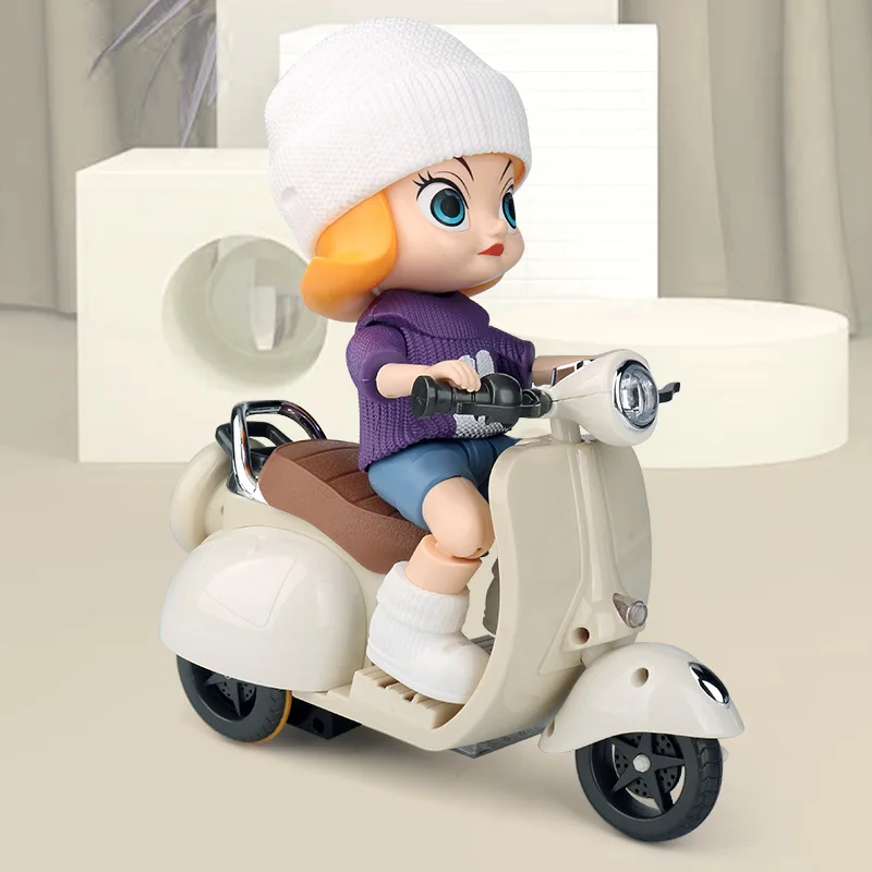(branco) Triciclo Infantil Acrobático Com Luzes Led, Brinquedo De Carro Acrobático Giratório