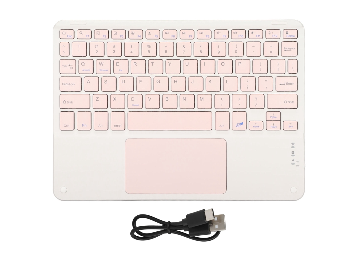 Aetheria teclado Sem Fio com Touchpad 10 Polegadas Multifuncional Baixo Ruído Rosa para Celulares Laptops
