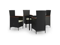 Garden Dining Set, Garden Dining Sets Vidaxl Preto Rattan / Vime (80 Cm Table Length)