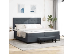 Vidaxl Cama Box Com Cabeceira Cinzento Escuro 200 X 200 Cm Veludo