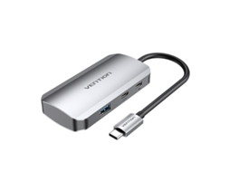 Hub USB VENTION TNDHB (Cinzento - USB-C - USB-C 3.2 Gen 1 (3.1 Gen 1) x 2 - USB-A 3.2 - USB x 3)
