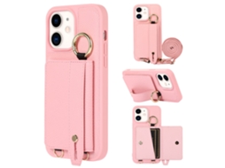 Suporte Casa Pega Para Iphone 11 Pele Sintética Com Porta-cartões Rosa