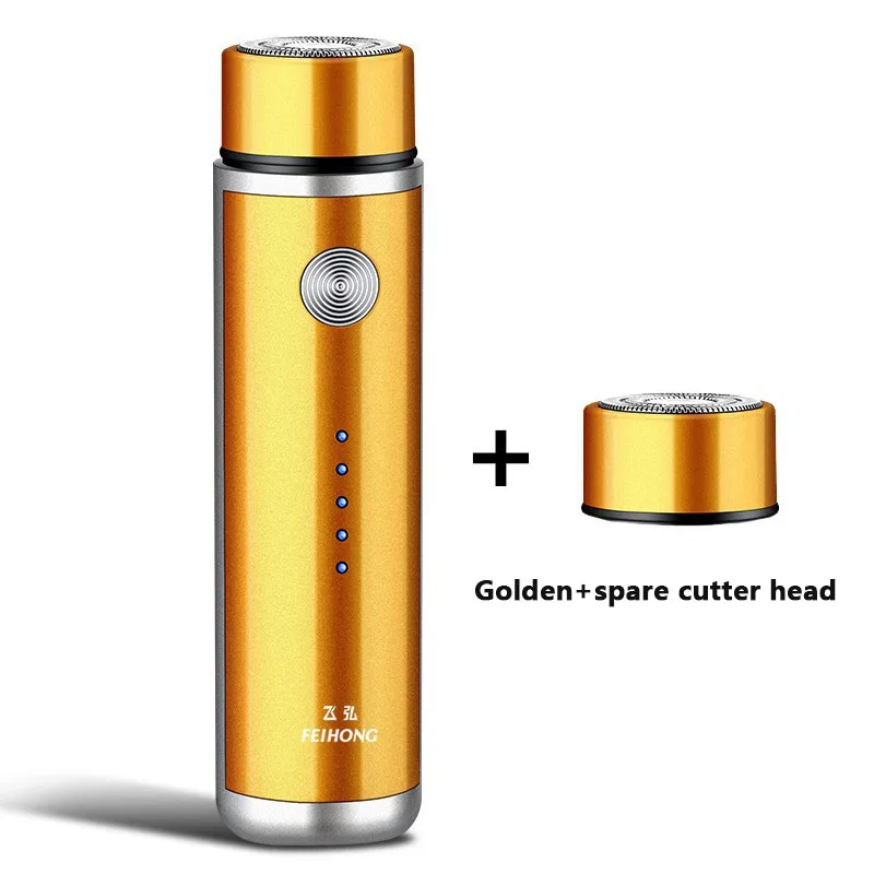 (cabeça Dourada) Mini Barbeador Recarregável Via Usb, Portátil Para Uso No Rosto E No Corpo.