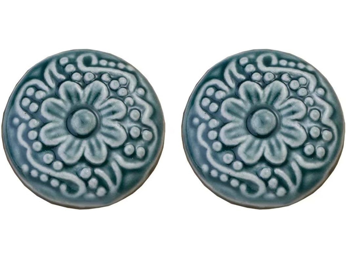Conjunto De 2 Puxadores Cerâmica 35mm, Redondos, Em Formato De Flor, Para Gavetas E Móveis Modernos, Ideais Para Cozinha