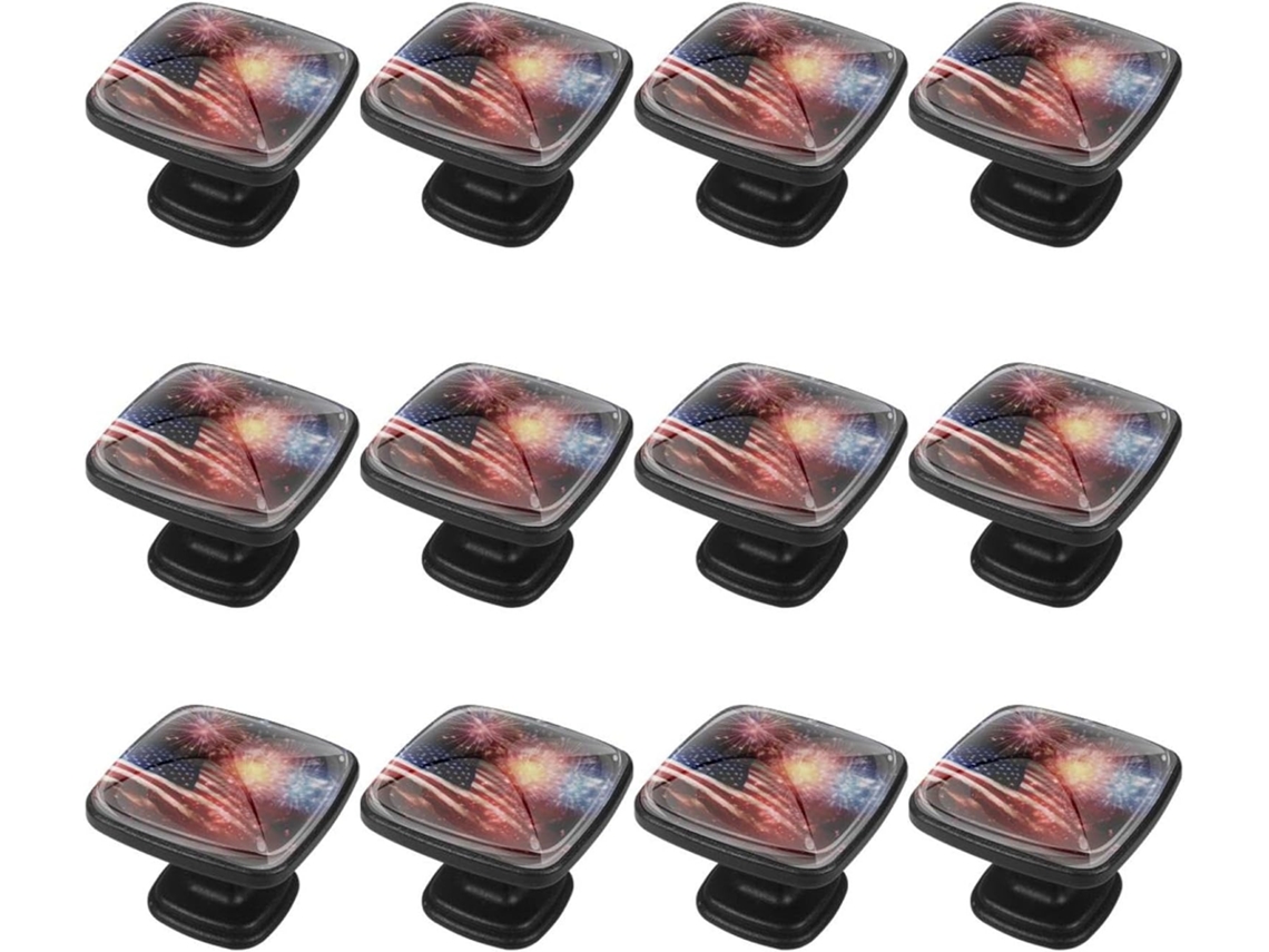 Puxadores Quadrados Para Gavetas De Cômoda, Puxadores Para Armários De Cozinha, 12 Peças, Bandeira Americana, Fogos De