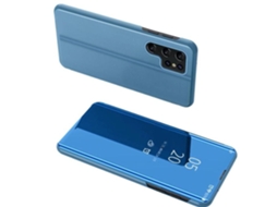 Capa Para Samsung Galaxy S26 Ultra 5g - Capa Carteira Clear View Espelho Vidro Temperado - Azul