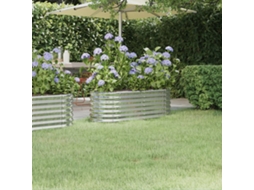 Vidaxl Canteiro Elevado Jardim 114x40x36cm Aço Galvanizado Prateado