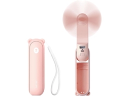 Nova Line ventilador Portátil Mini Usb Recarregável com Lanterna e Power Bank 14 21h Rosa