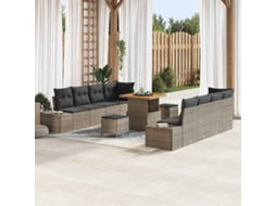 Vidaxl Conjunto De Sofá De Jardim Com Almofada 11 Pcs Cinzeto Vime Pe